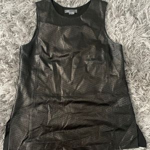 Vince Leather/Sheer Tank Top